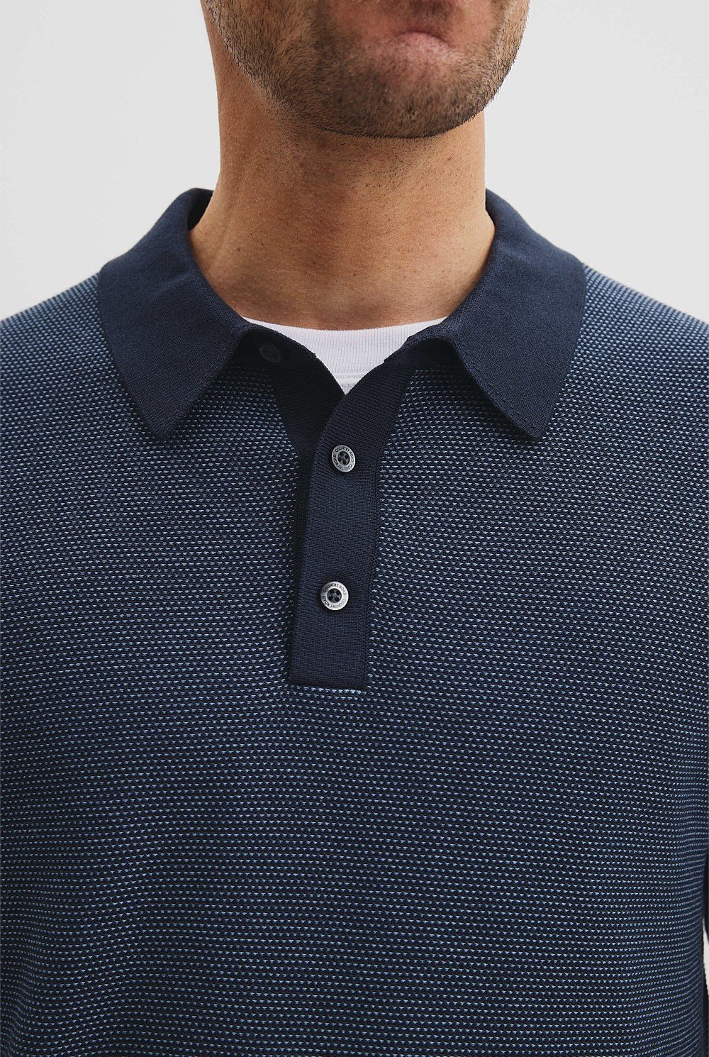 Australian Cotton Blend Silk Textured Knit Polo