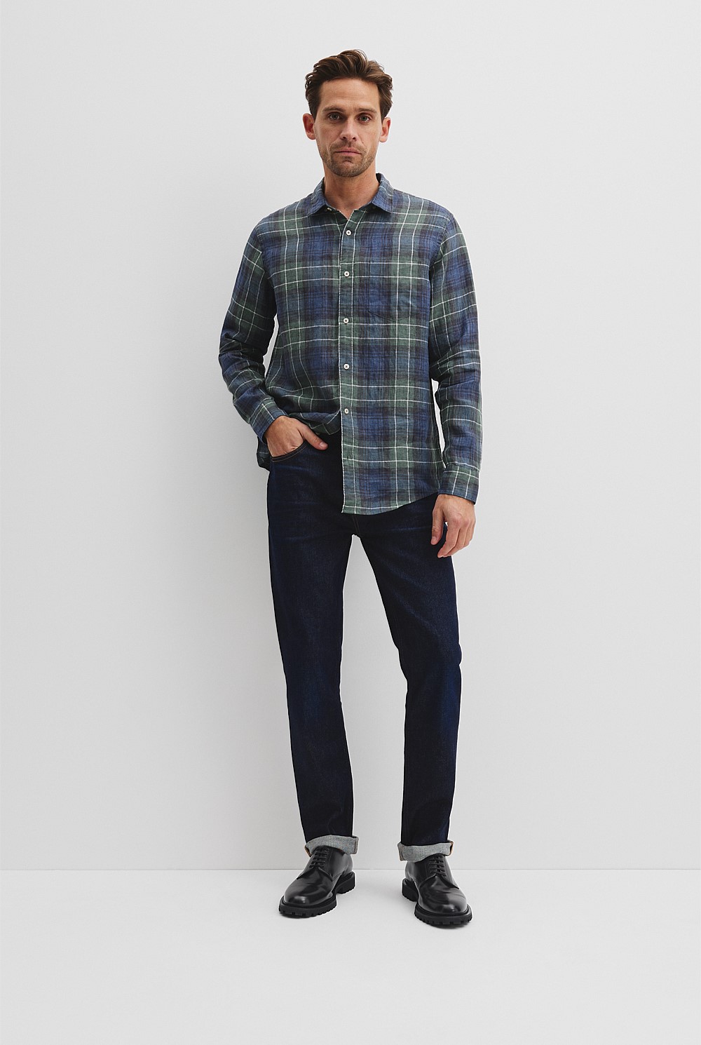 Regular Fit Organically Grown Linen Checked Shirt