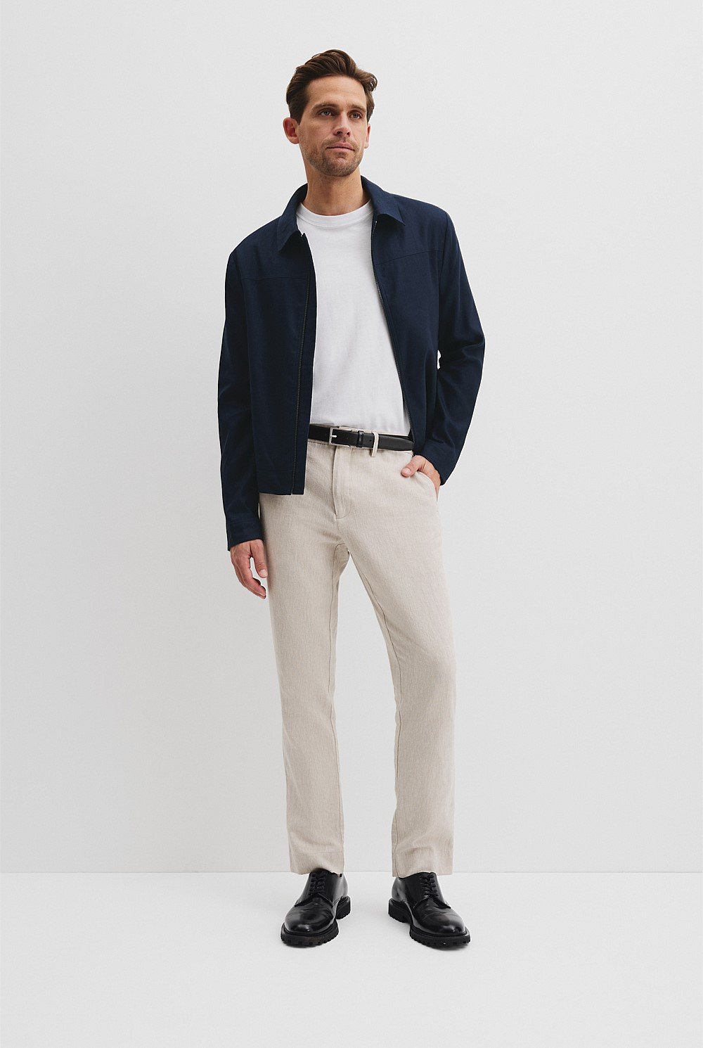 Cotton Linen Zip Through Jacket