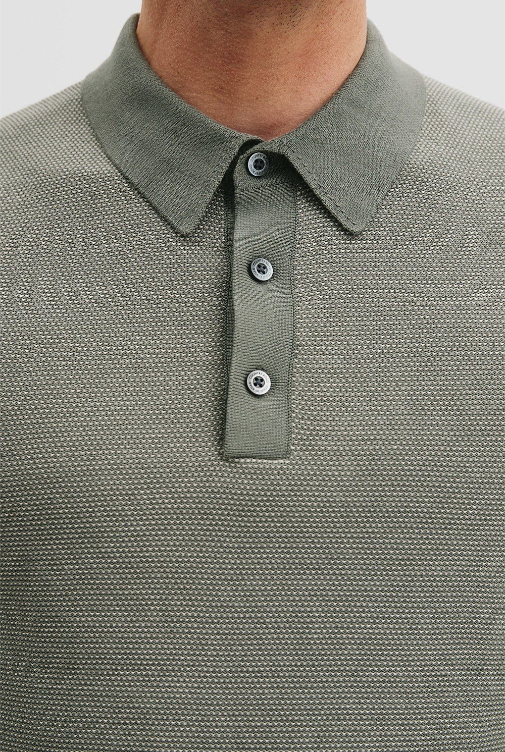 Australian Cotton Blend Silk Textured Knit Polo