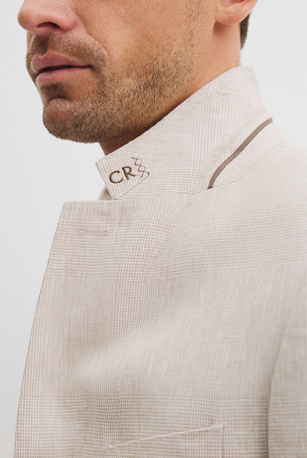 Regular Fit Linen Single Breasted Check Jacket