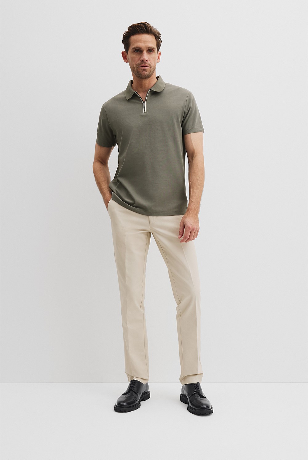 Australian Cotton Mercerised Pique Zip Polo