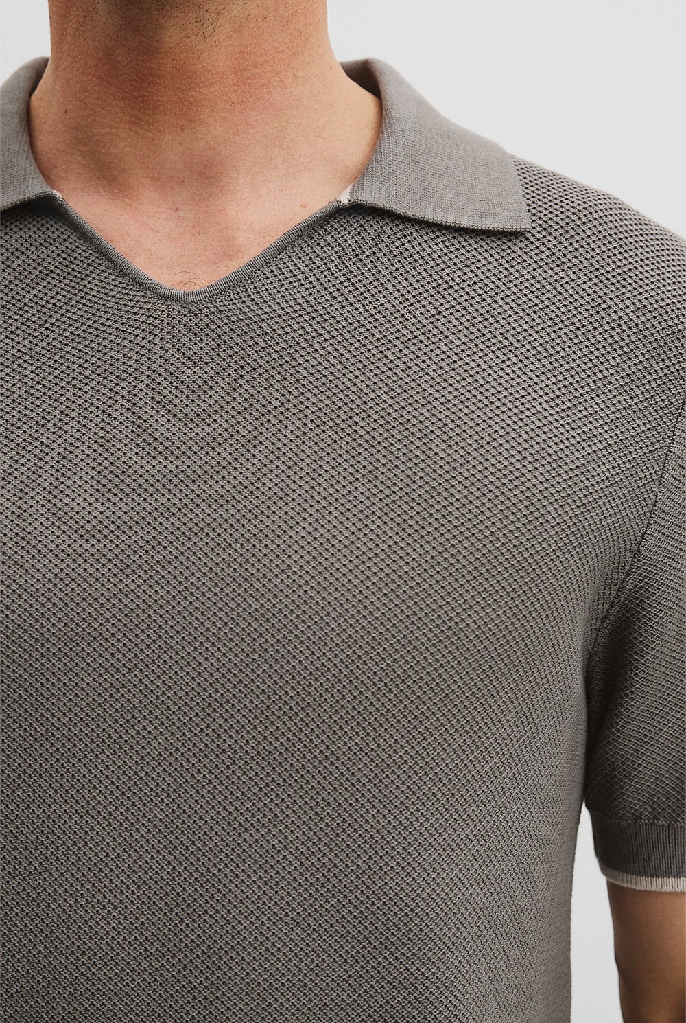 Australian Cotton Textured V-Neck Neck Polo
