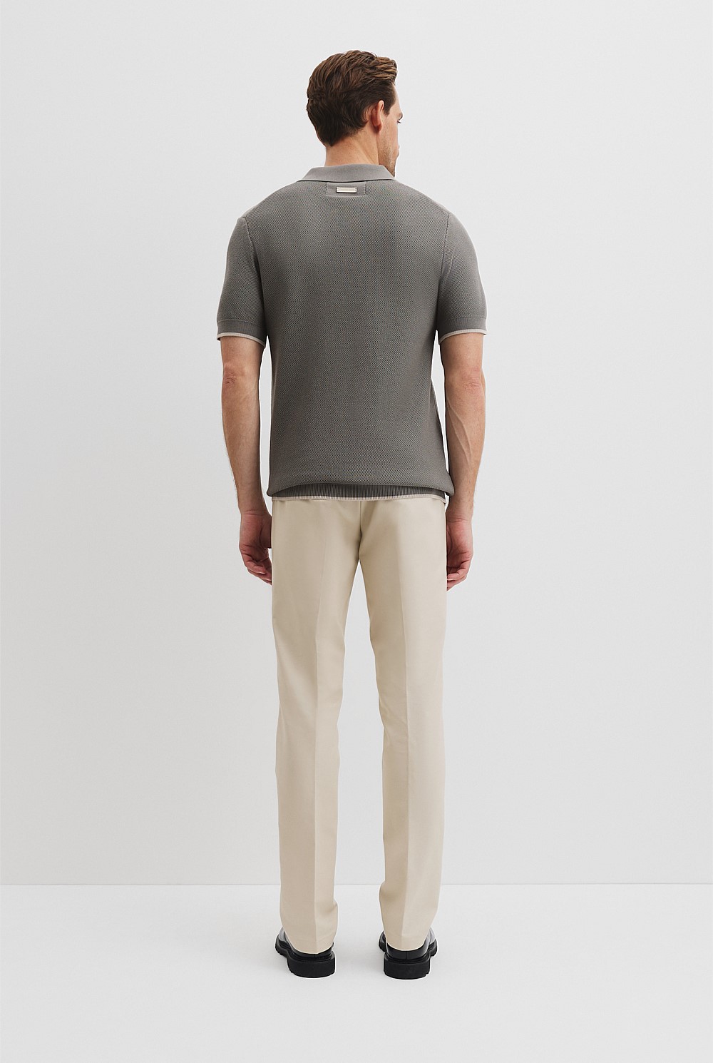 Australian Cotton Textured V-Neck Neck Polo