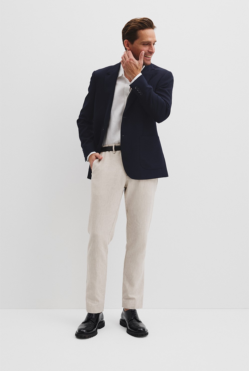 Regular Textured Wool Stretch Blazer