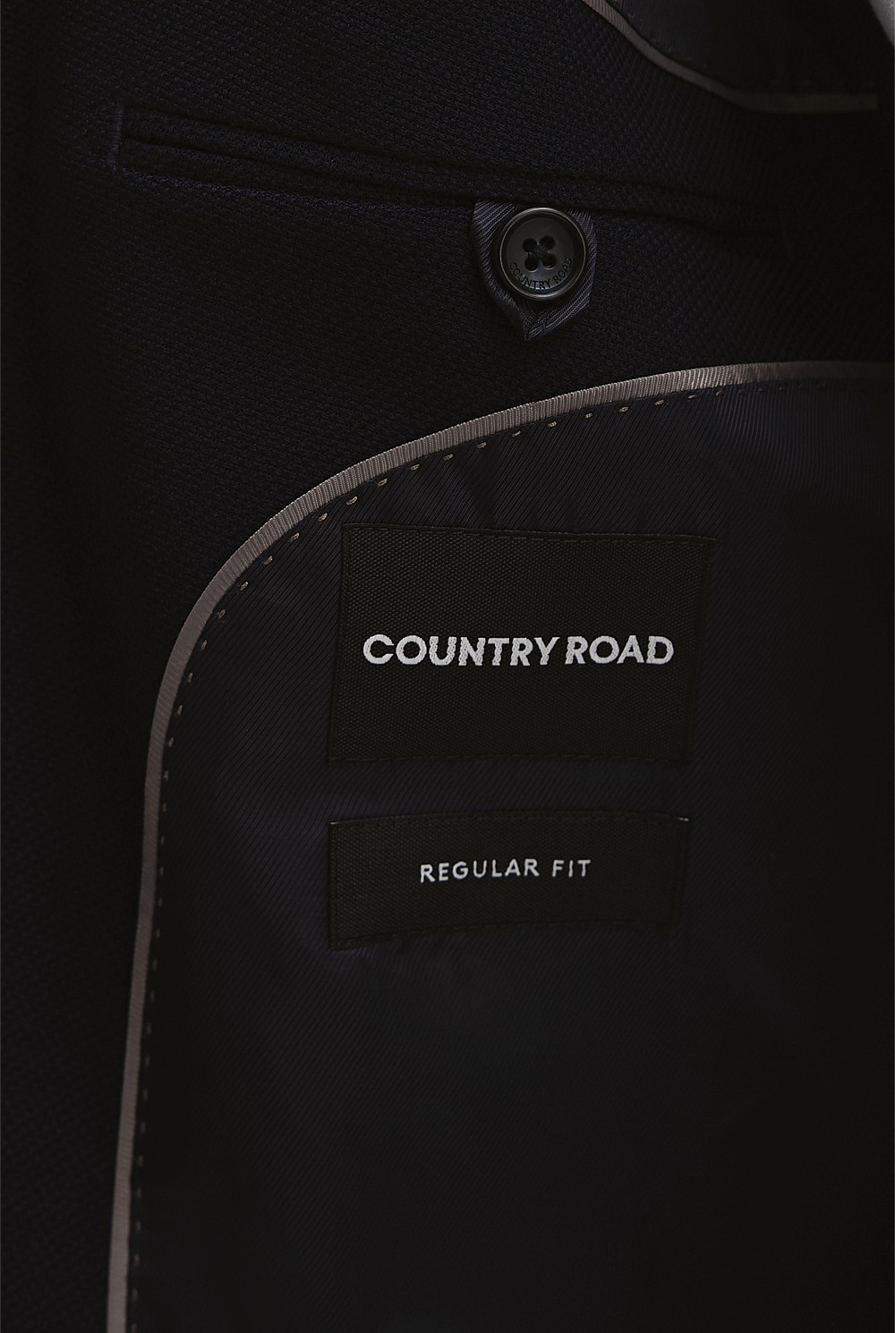 Regular Textured Wool Stretch Blazer