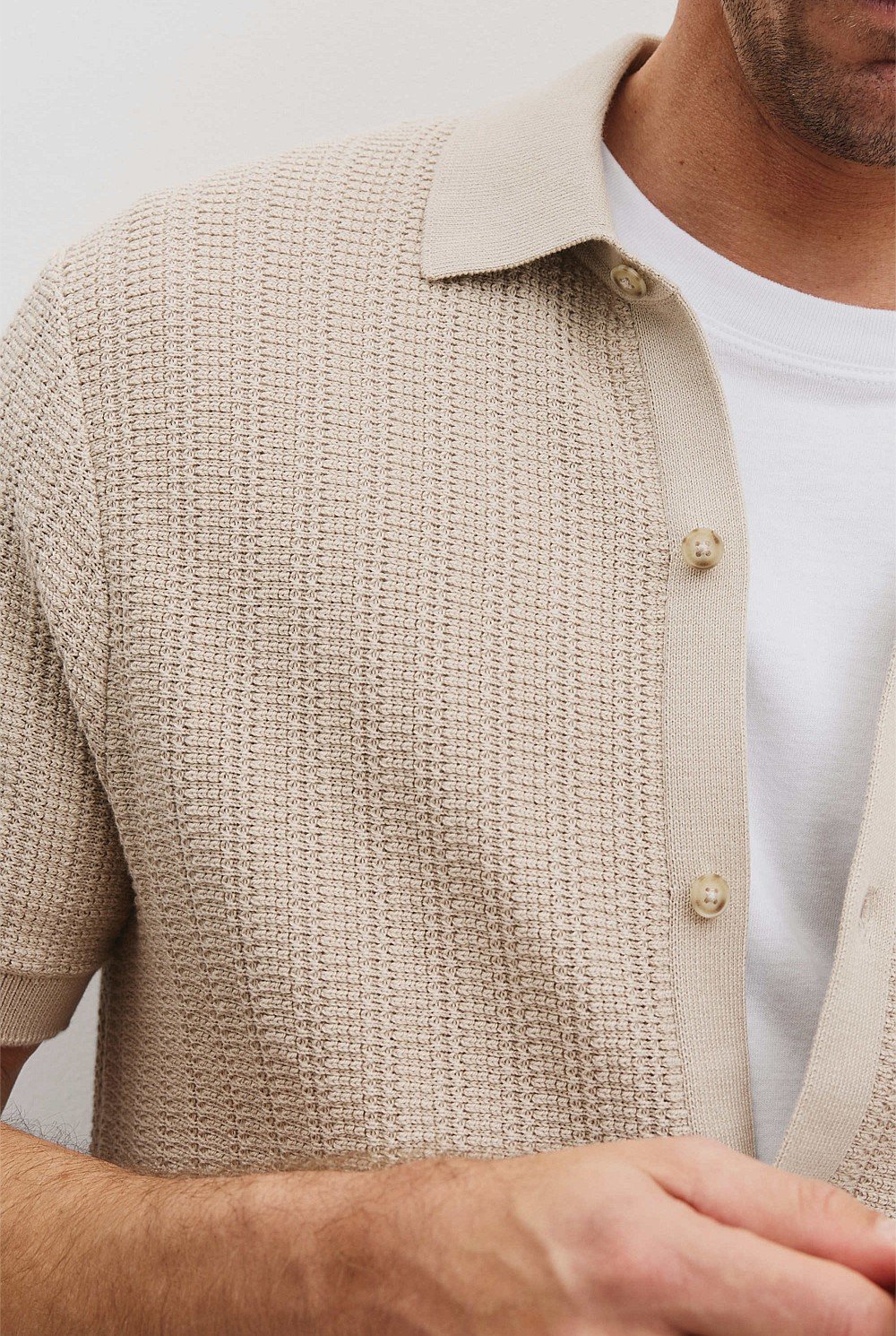 Australian Cotton Short Sleeve Textured Knit Shirt