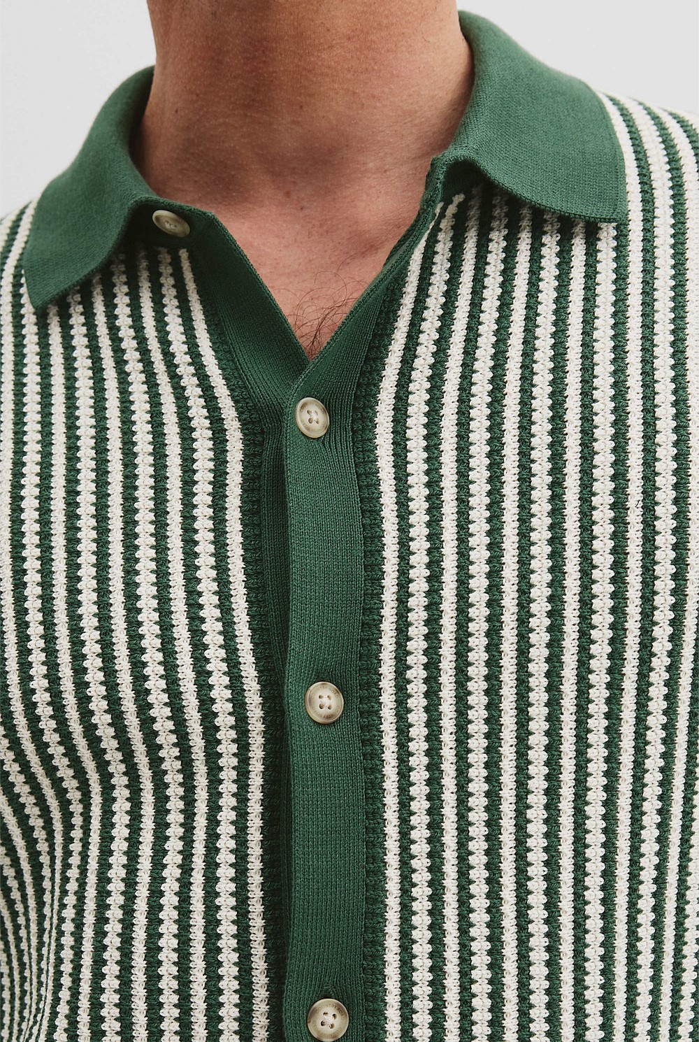 Australian Cotton Short Sleeve Border Stripe Knit Shirt