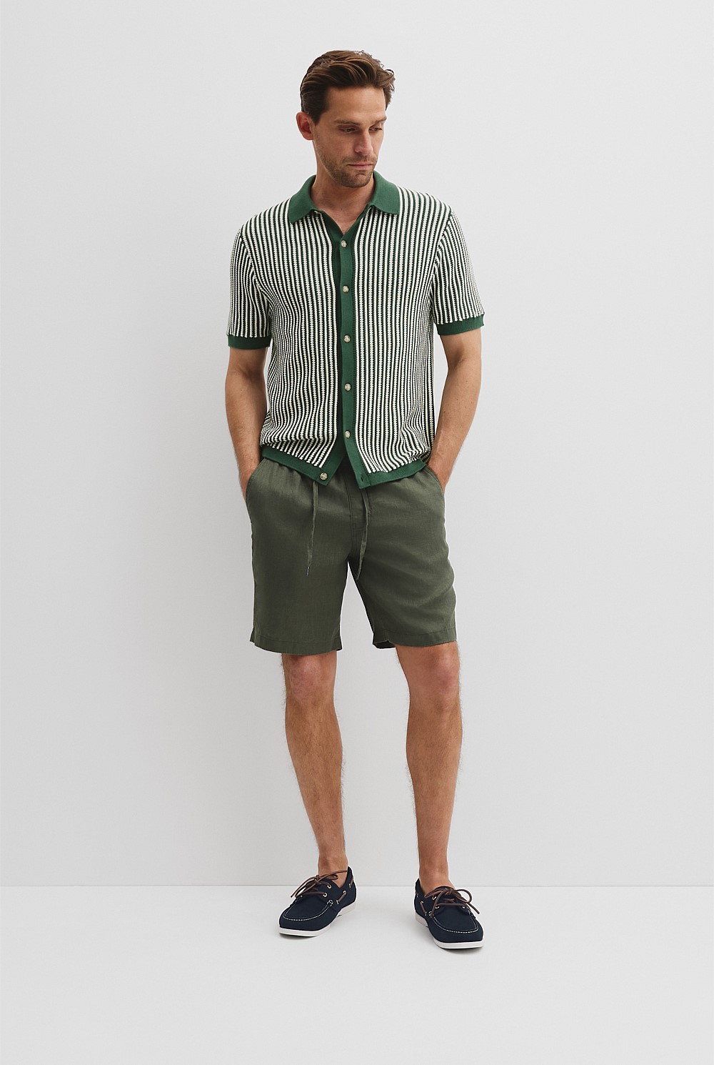 Australian Cotton Short Sleeve Border Stripe Knit Shirt