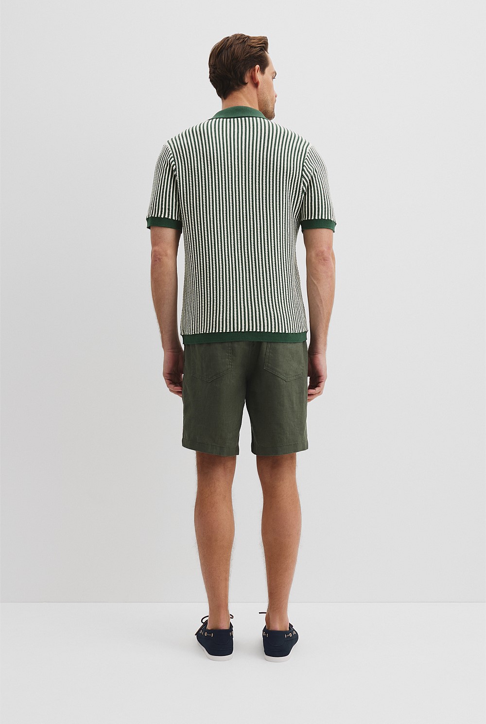 Australian Cotton Short Sleeve Border Stripe Knit Shirt