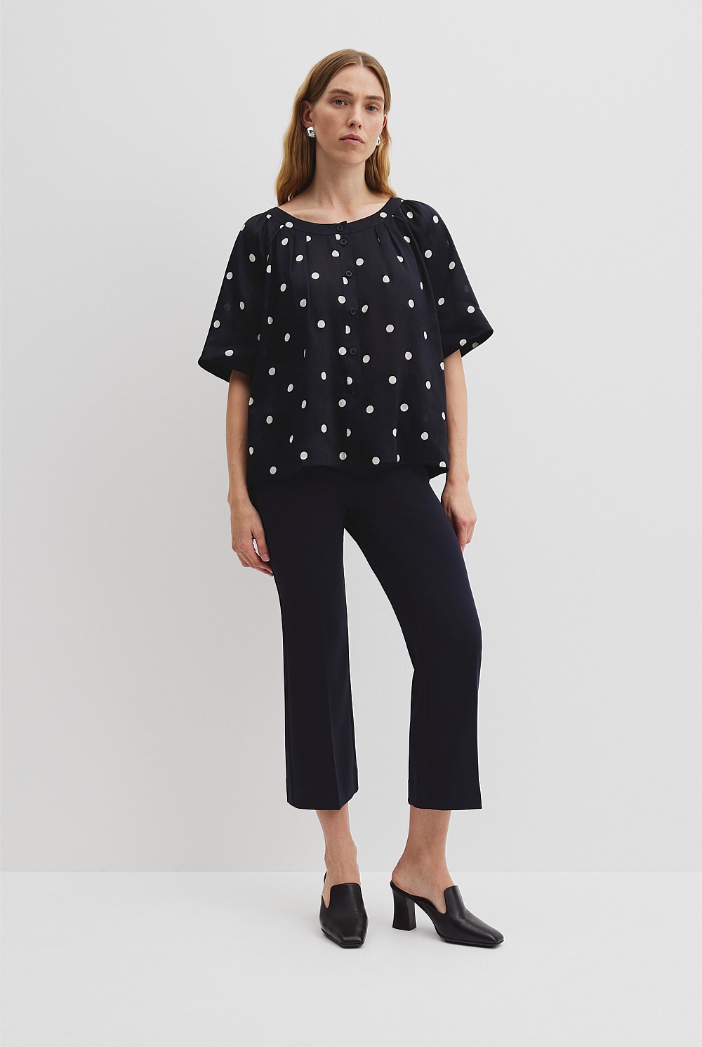 Spot Print Soft Blouse