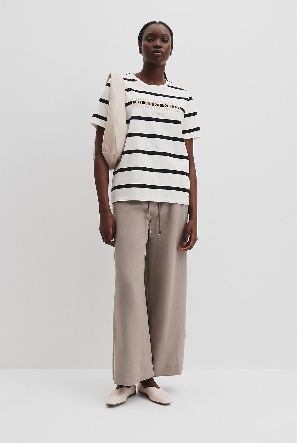 Australian Cotton Stripe Heritage Embroidered T-Shirt