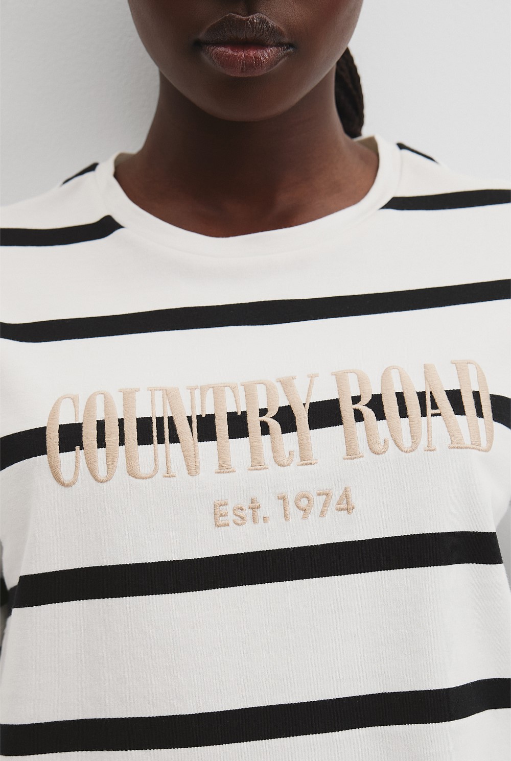 Australian Cotton Stripe Heritage Embroidered T-Shirt