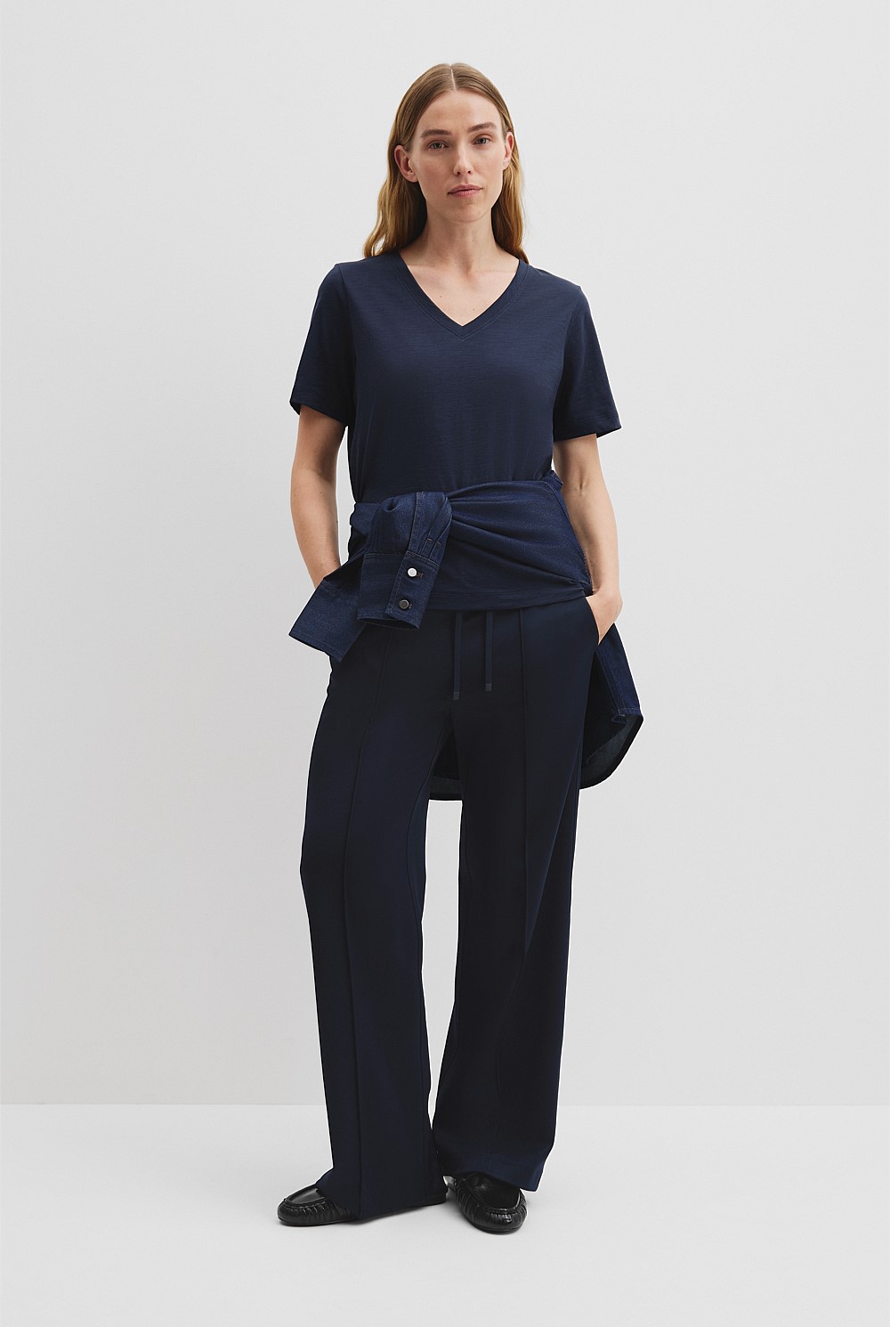 Australian Good Earth Cotton Short Sleeve V-Neck T-Shirt