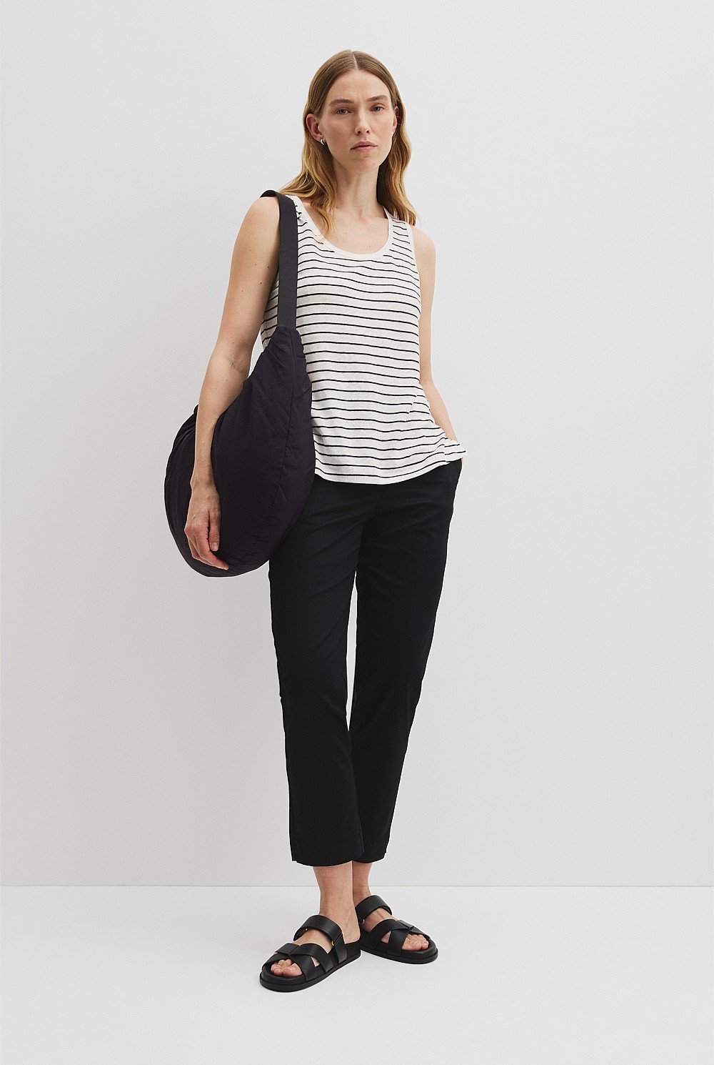 Organically Grown Linen Stripe Scoop Neck T-Shirt