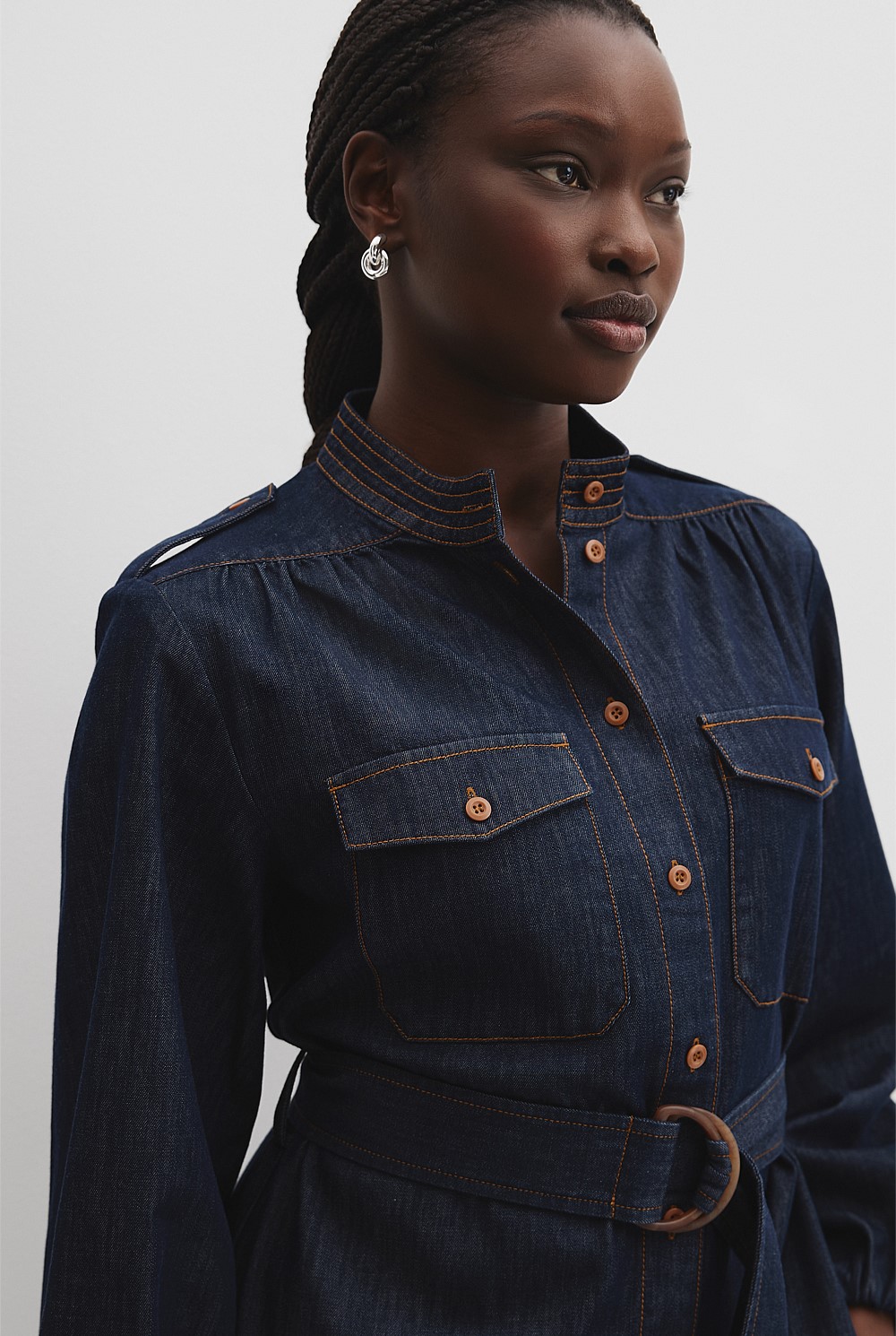 Denim Belted Shirt Dress