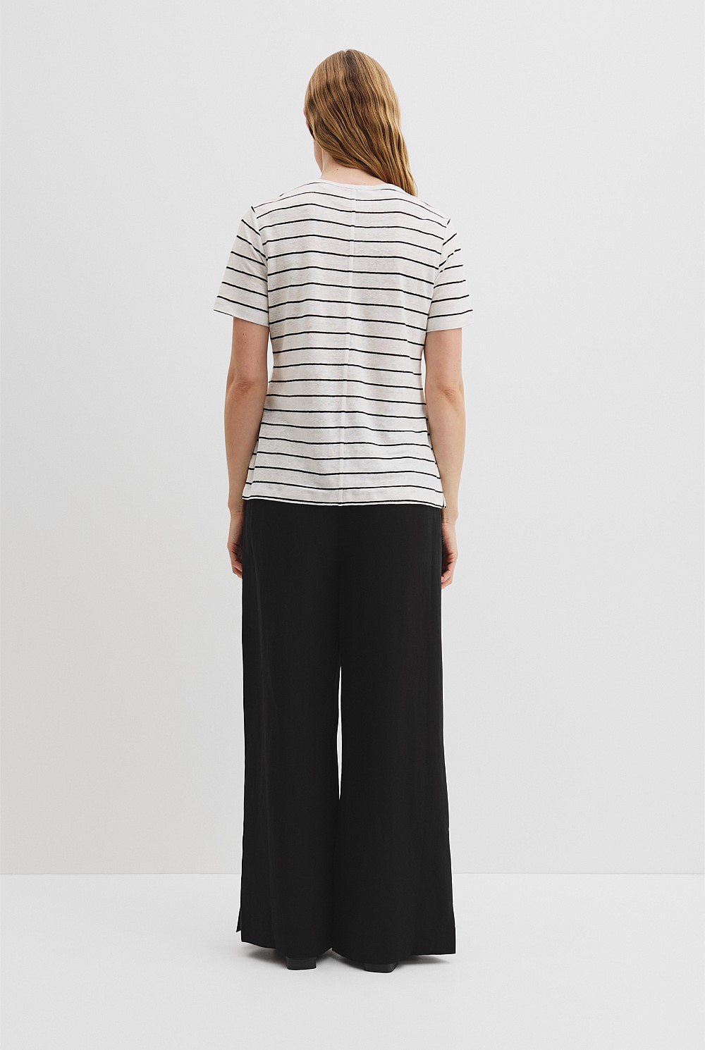 Organically Grown Linen Stripe Scoop Neck Tank