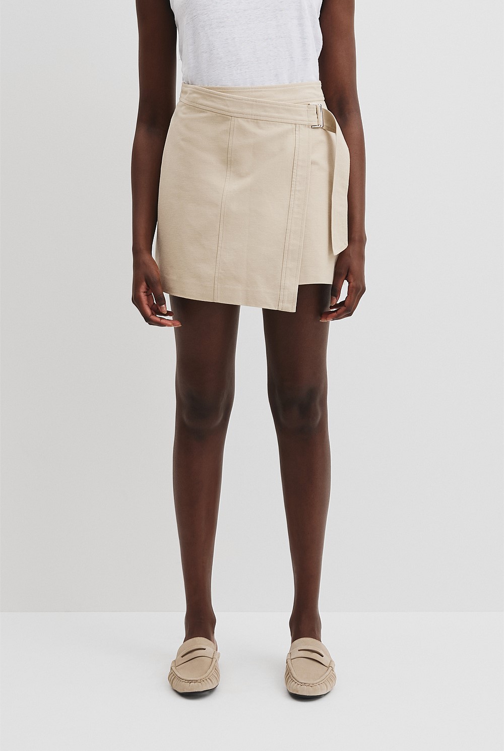 Cotton Wrap Mini Skirt