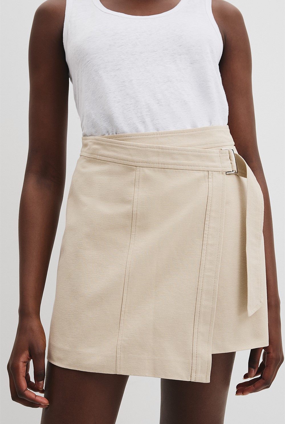 Cotton Wrap Mini Skirt