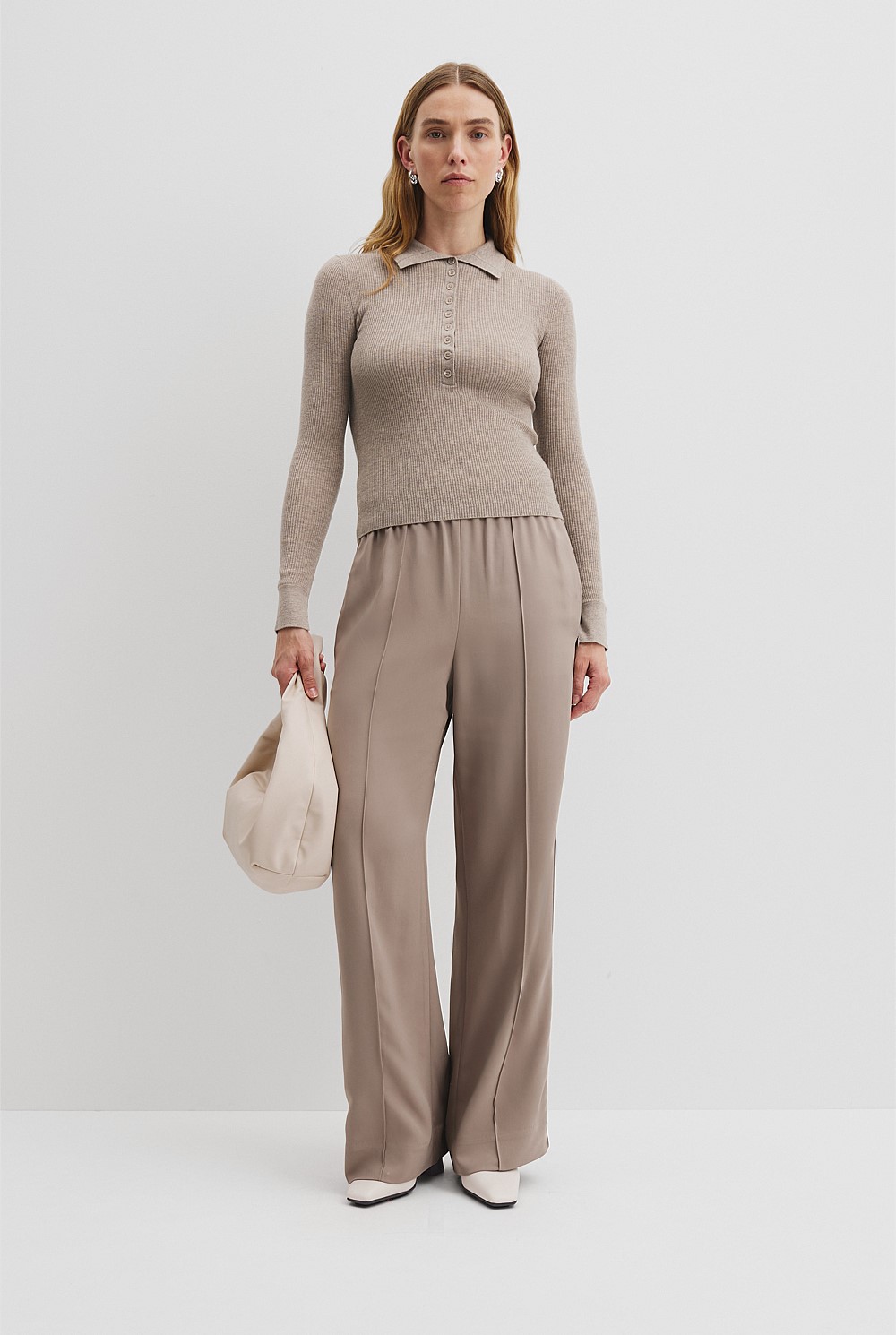 Merino Wool Silk Knit Henley