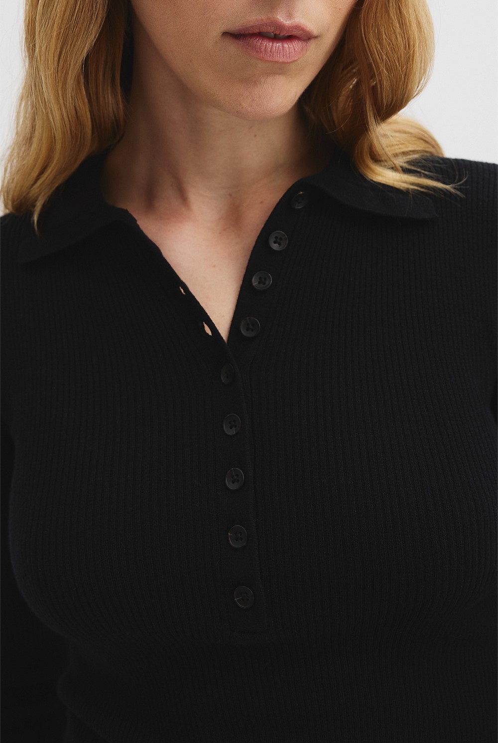 Merino Wool Silk Knit Henley