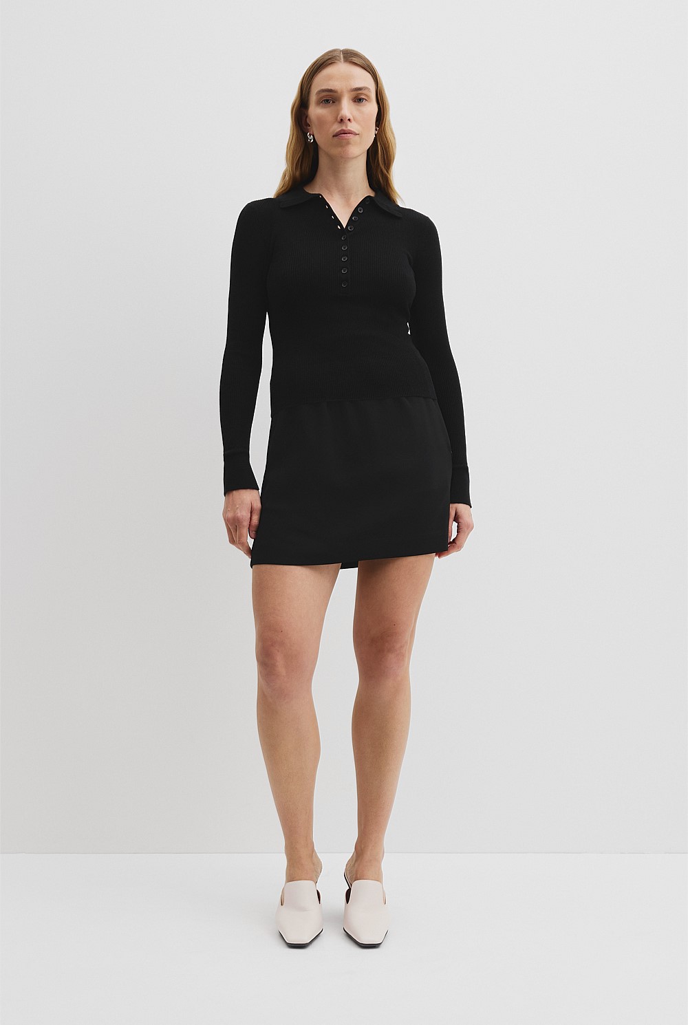 Merino Wool Silk Knit Henley