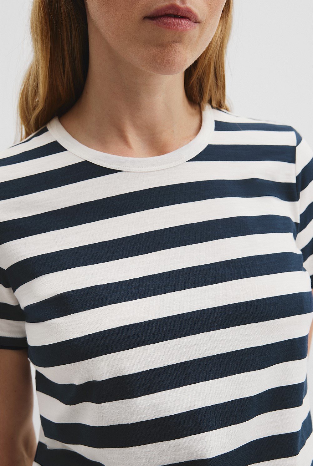 Australian Good Earth Cotton Slub Stripe Short Sleeve T-Shirt