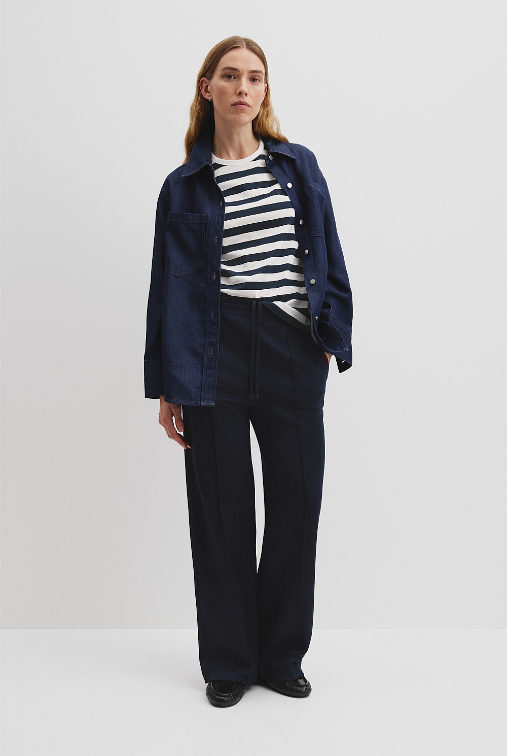 Australian Good Earth Cotton Slub Stripe Short Sleeve T-Shirt