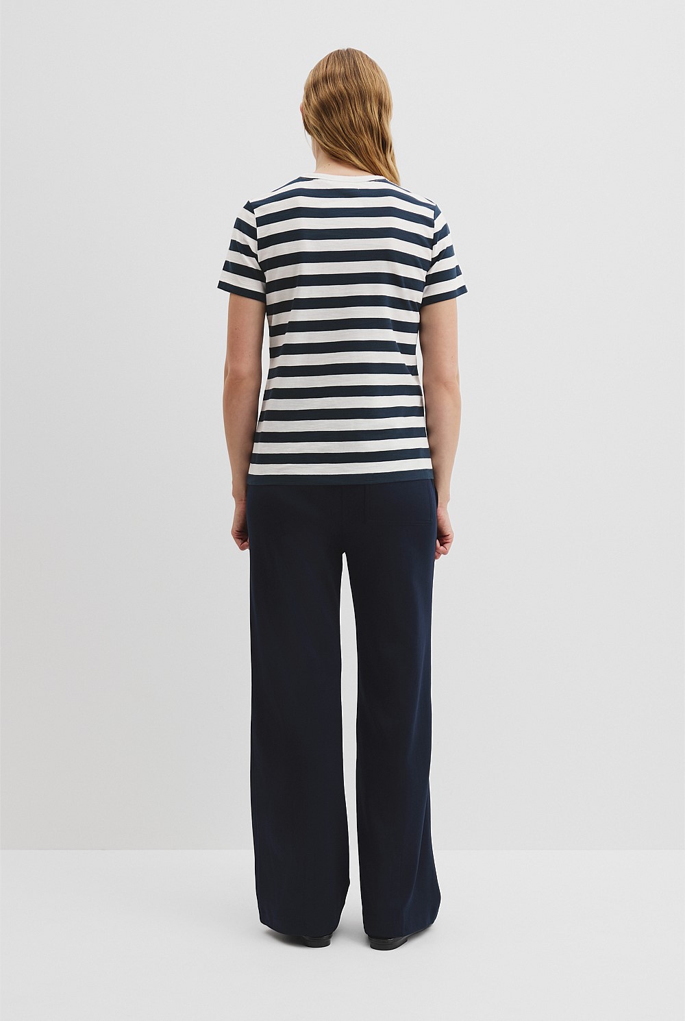 Australian Good Earth Cotton Slub Stripe Short Sleeve T-Shirt