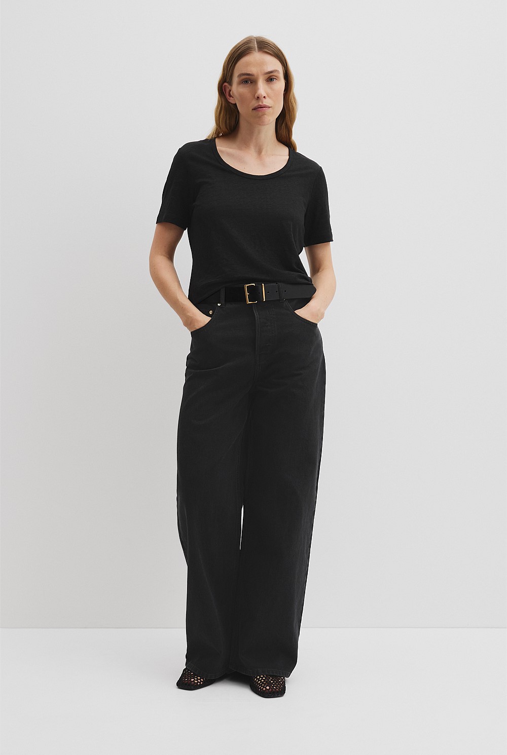 Linen Scoop Neck T-Shirt