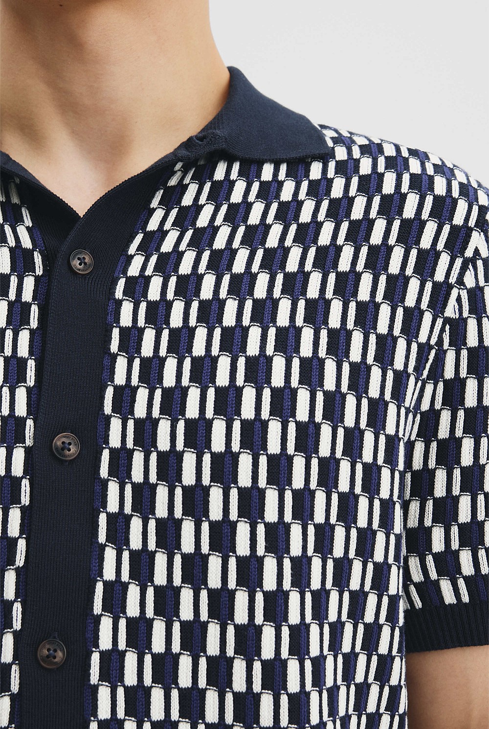 Australian Cotton Short Sleeve Geometric Knit Shirt