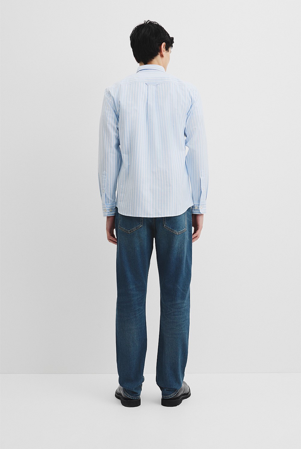 Long Sleeve Regular Fit Australian Good Earth Cotton Stripe Oxford Shirt