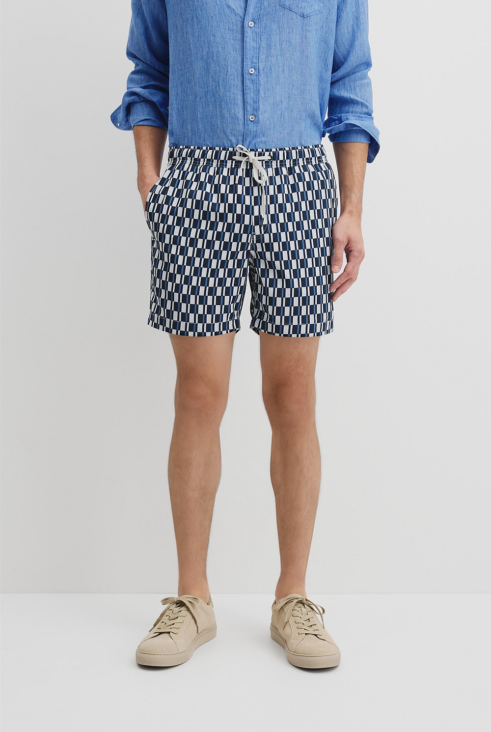 Recycled Polyester Geometric Print Swim Short