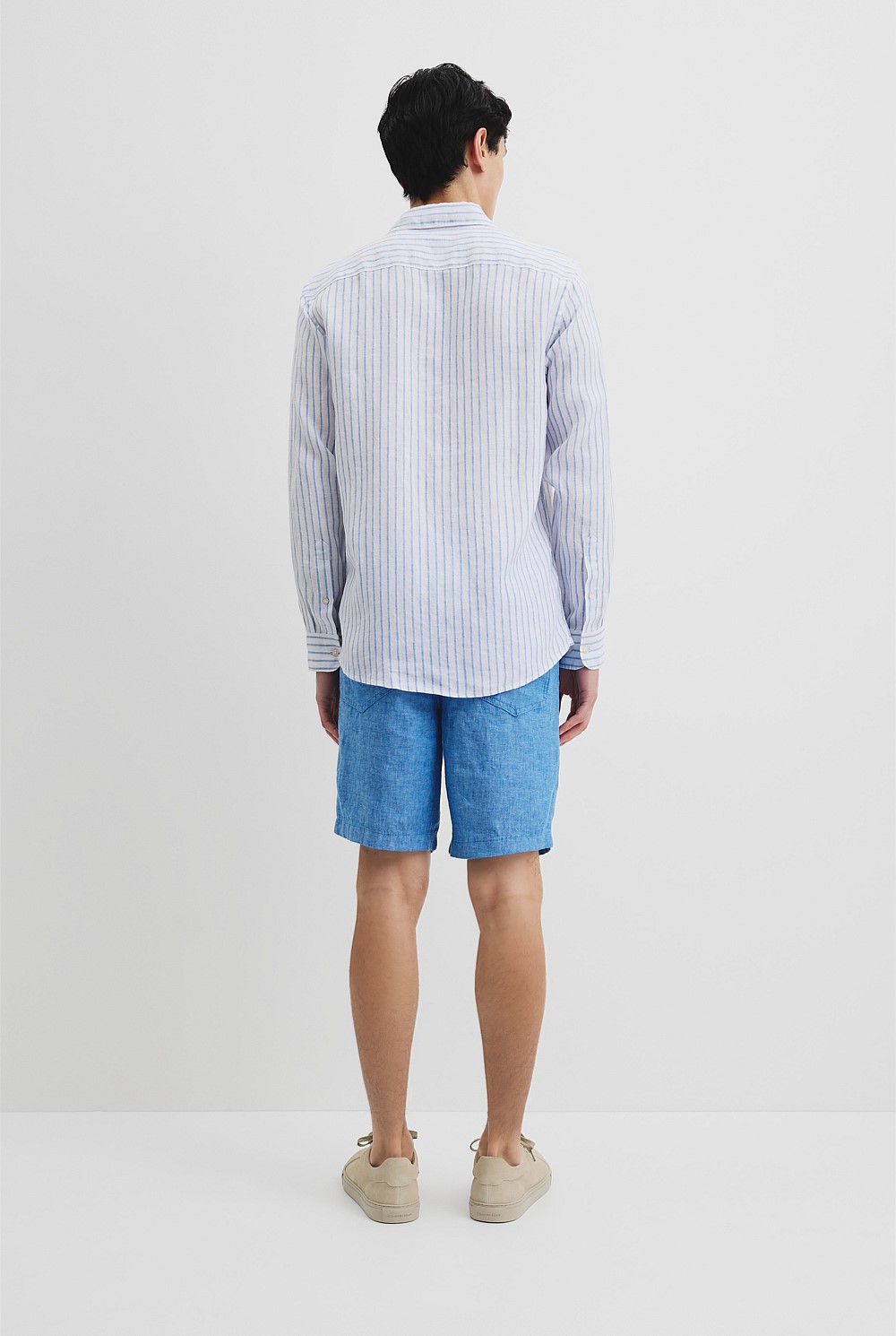 Long Sleeve Regular Fit Organically Grown Linen Stripe Shirt