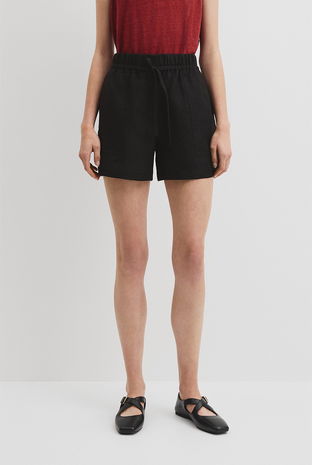 Organically Grown Linen Tie Detail Short