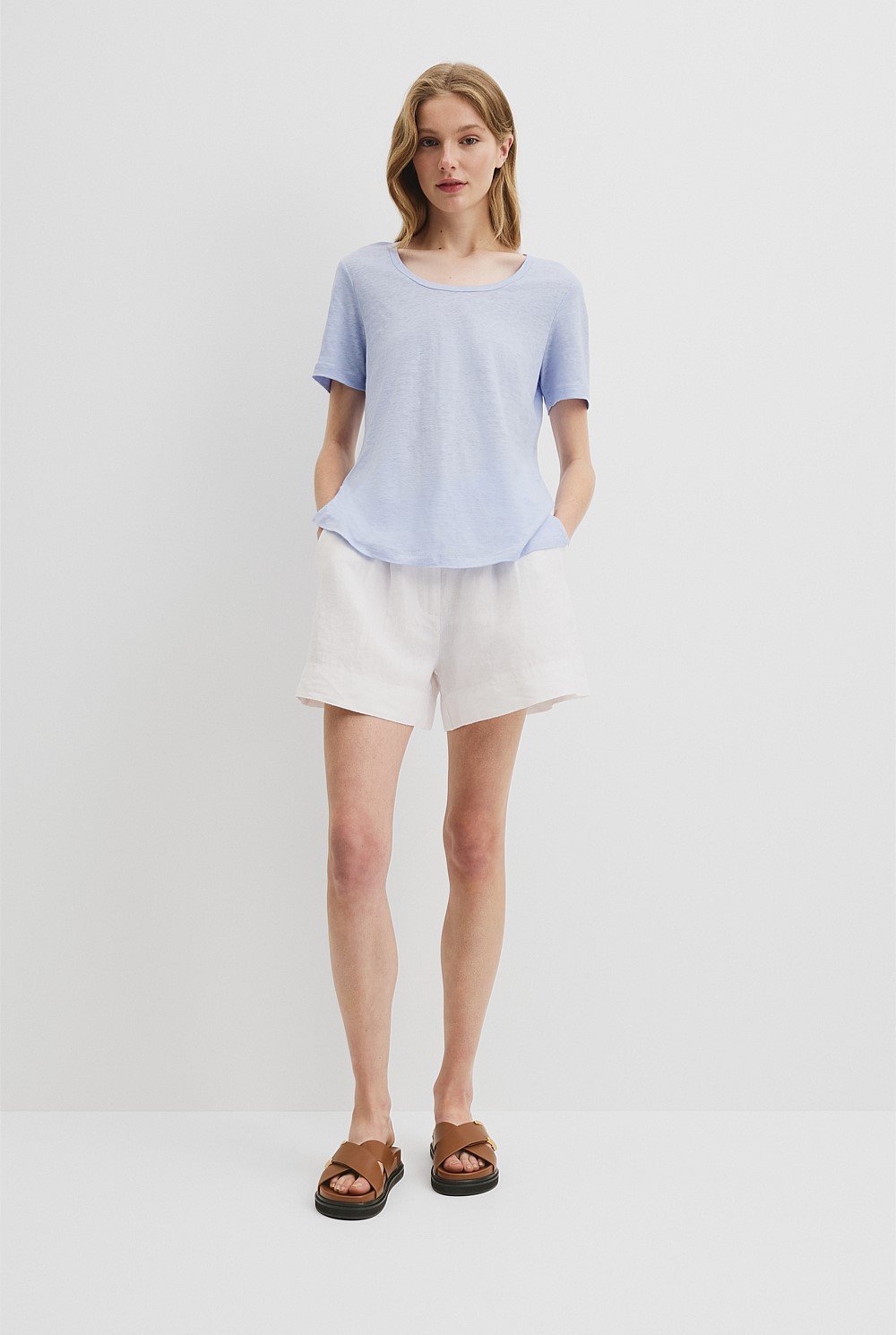 Linen Scoop Neck T-Shirt