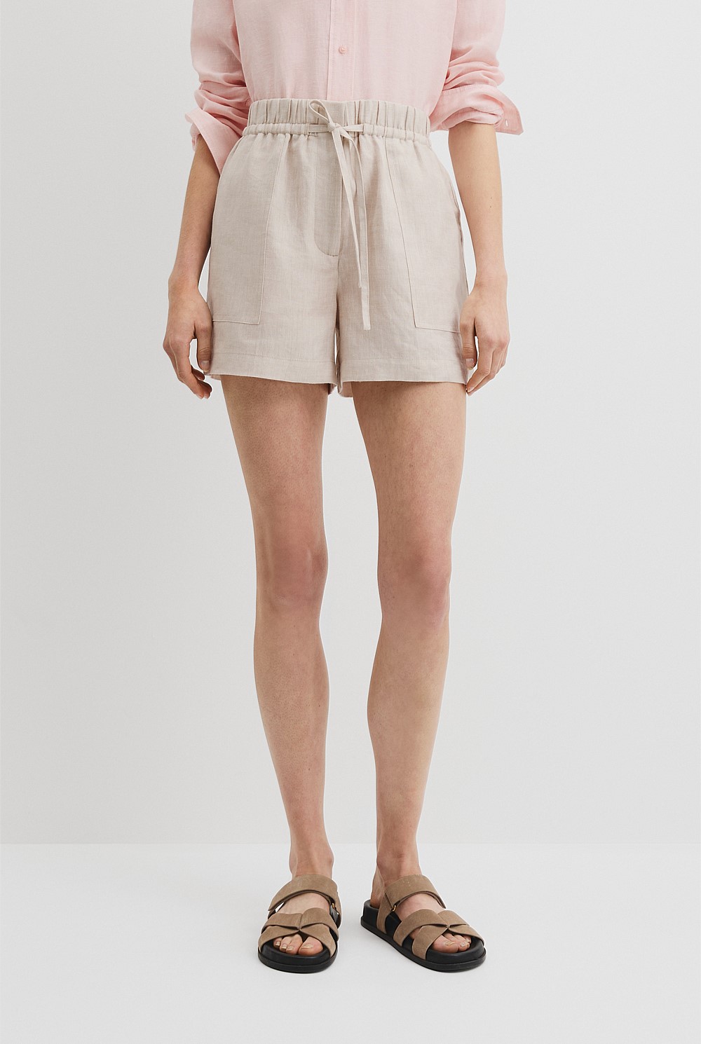 Organically Grown Linen Tie Detail Short