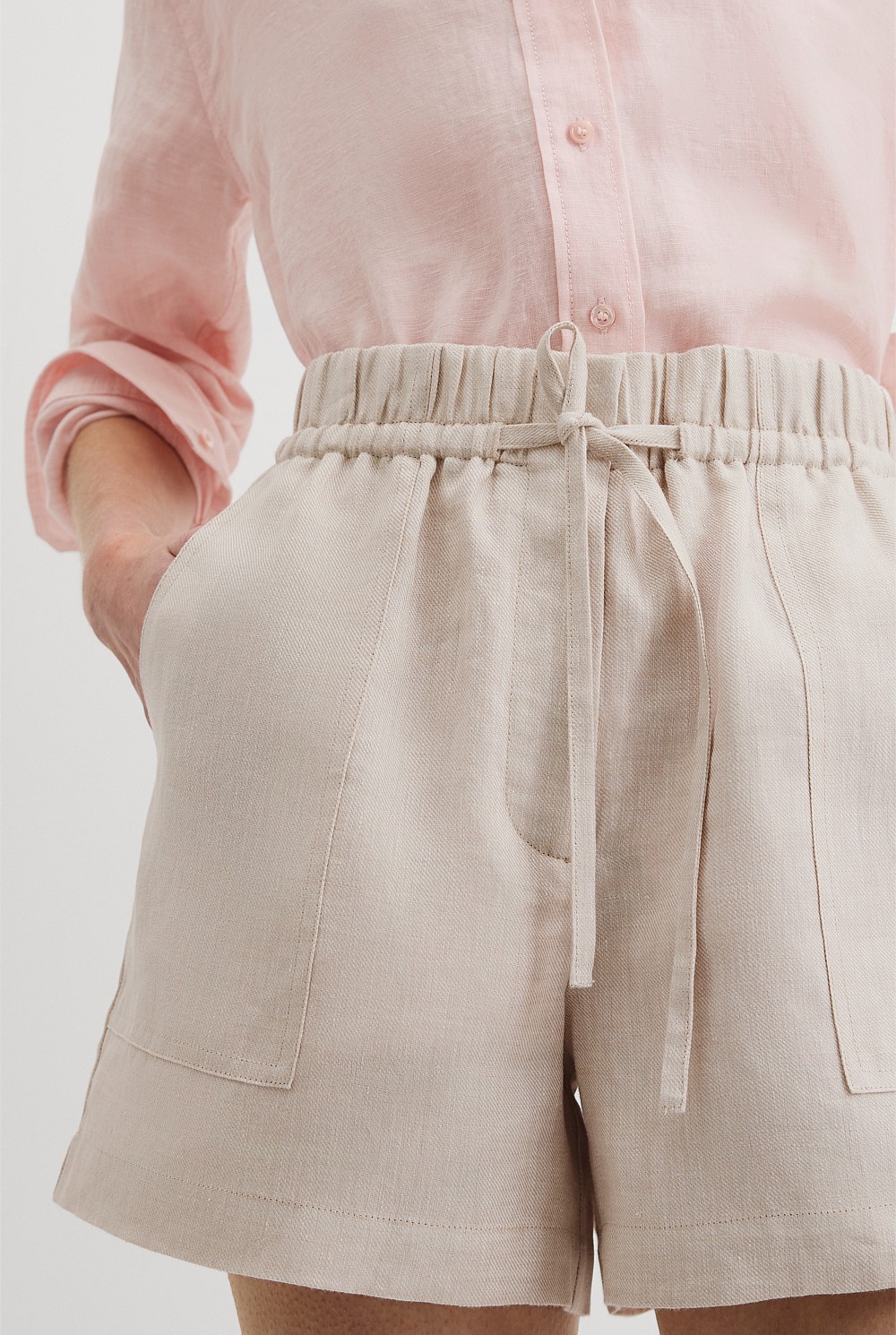 Organically Grown Linen Tie Detail Short