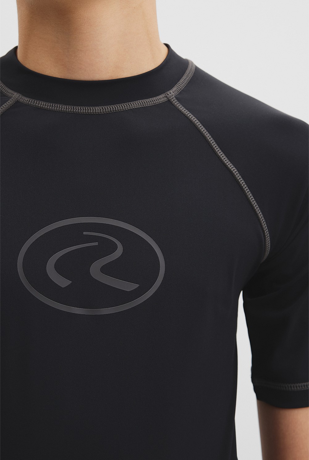 Teen Recycled Nylon Blend Short Sleeve Logo Rash Vest