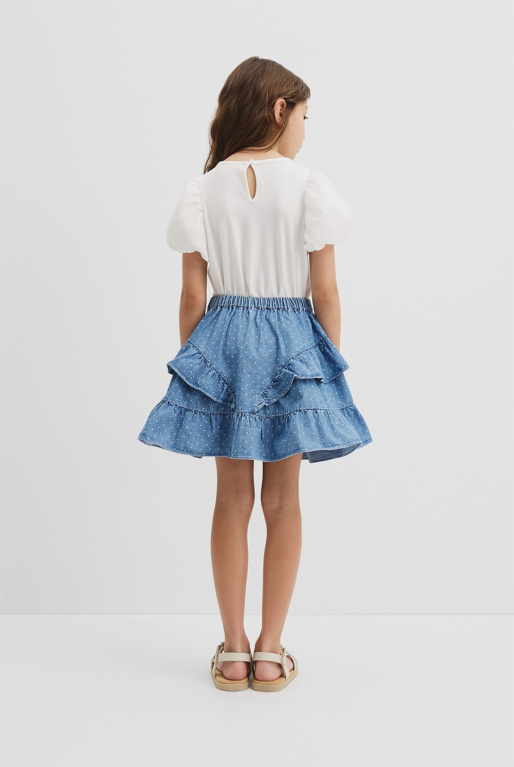 Organically Grown Cotton Frill Detail Mini Skirt