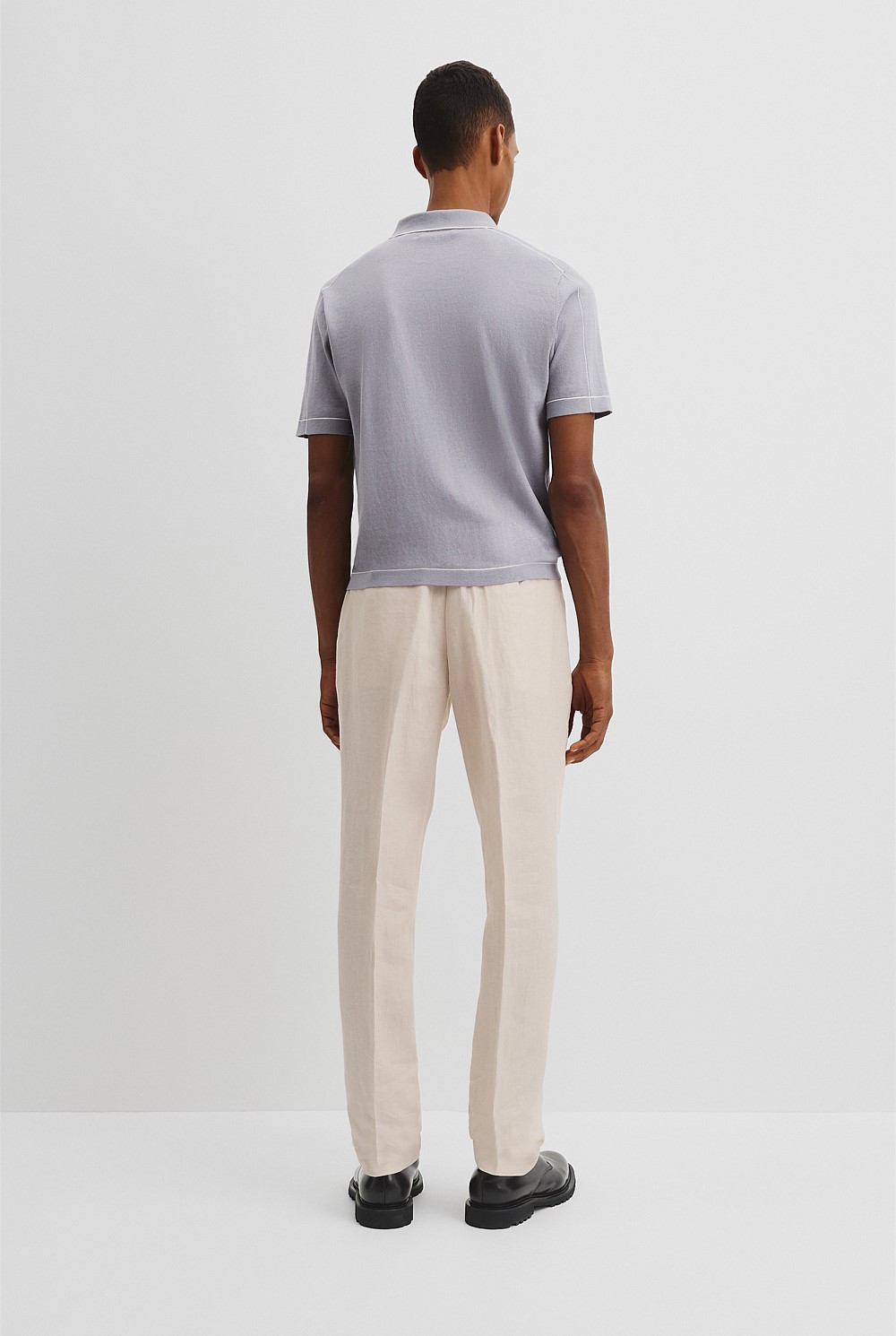 Cotton Silk Pip Detail Knit Polo