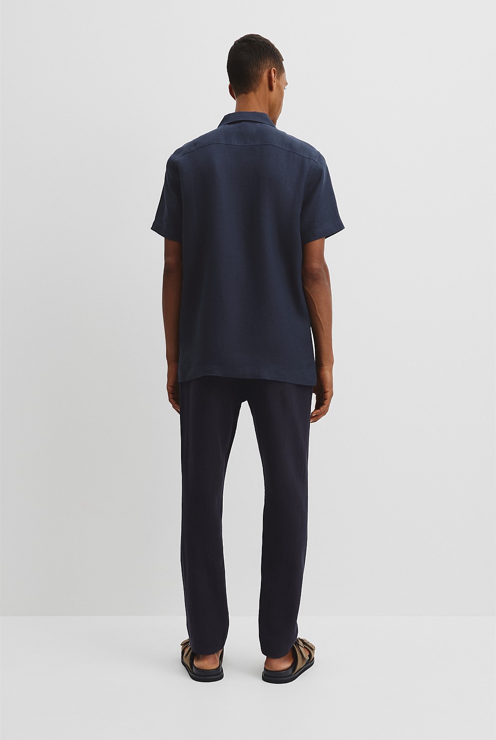 Double Pocket Textured Linen Short Sleeve Shirt