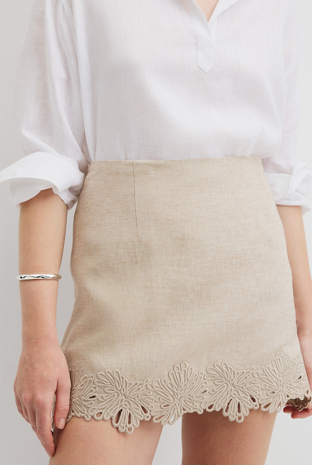 Linen Scalloped Skirt