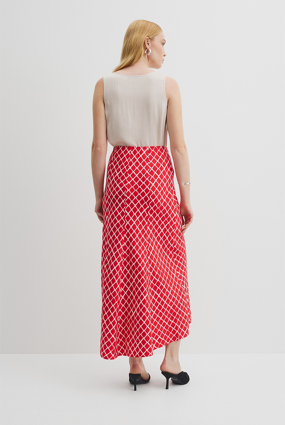 Draped Bias Print Skirt