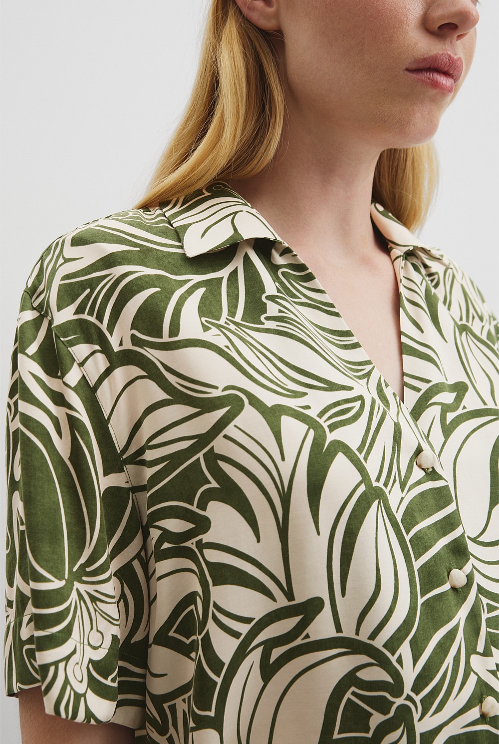 Print Short Sleeve Cupro Shirt