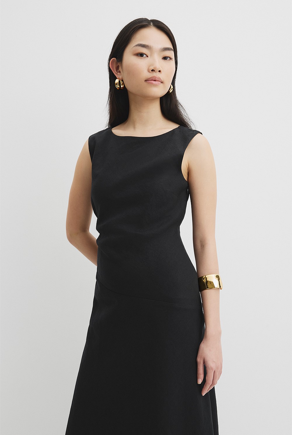 Organically Grown Linen Rouched Maxi Dress