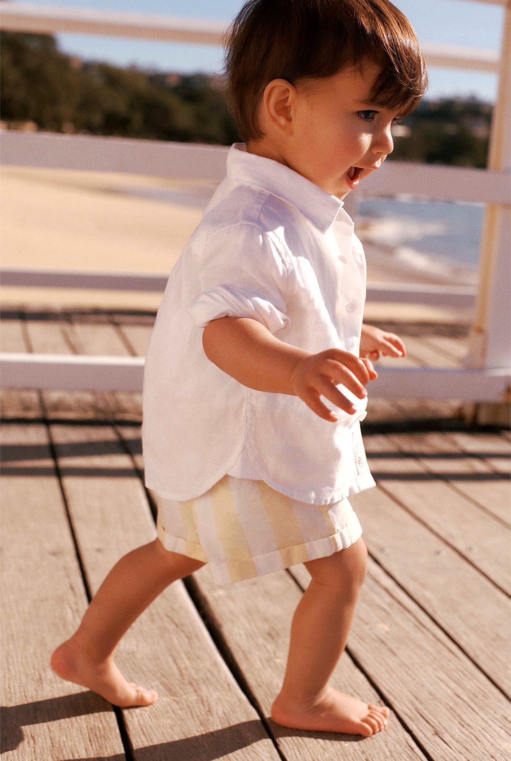 Organically Grown Cotton Blend Stripe Pull-On Short