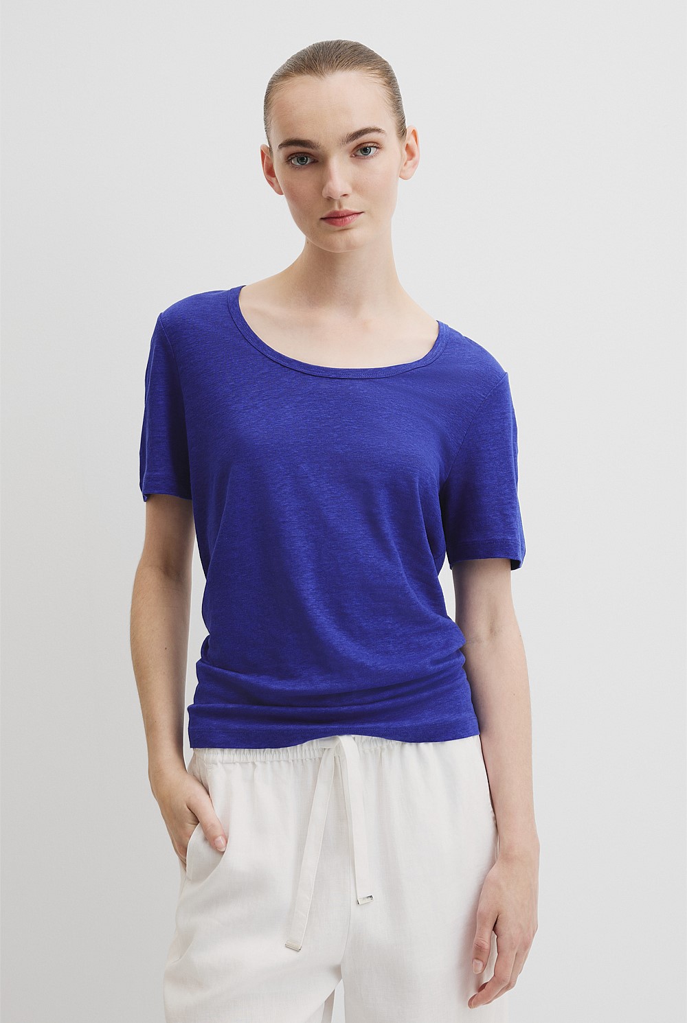 Linen Scoop Neck T-Shirt