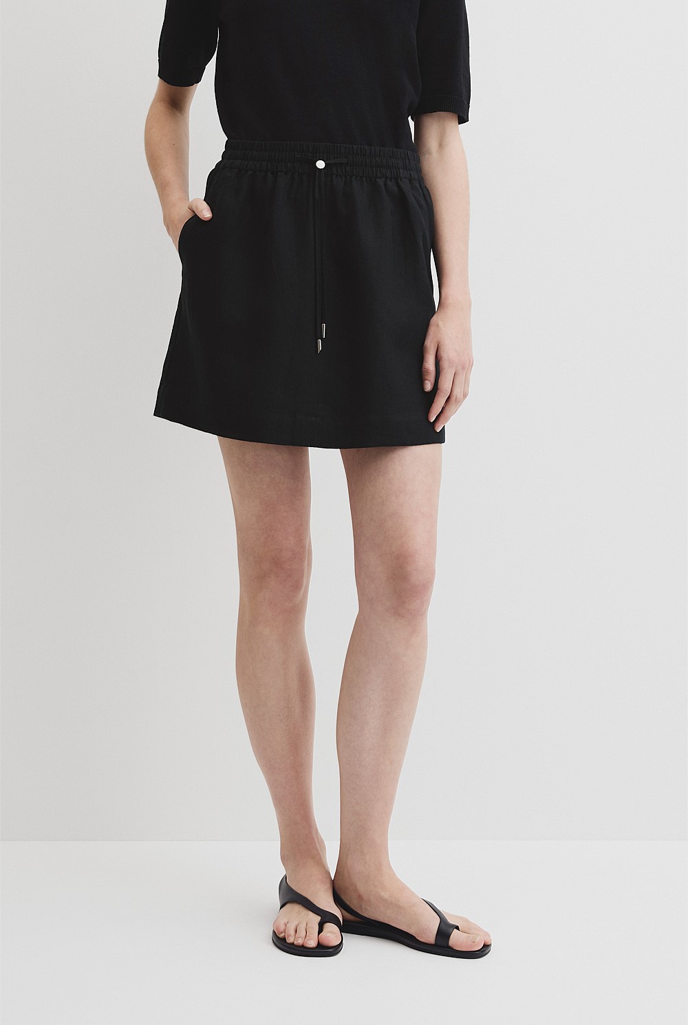 Pull On Linen Skirt