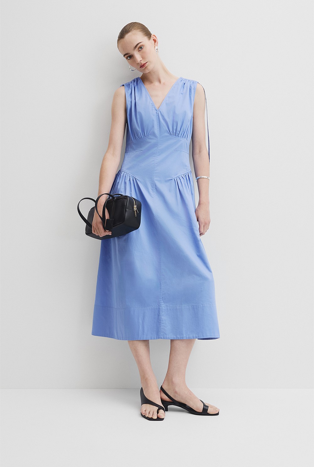 Gathered Shoulder Midi Dress
